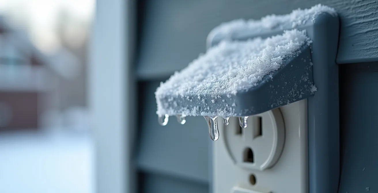 Boîtier étanche pour prise DDFT extérieure résistant aux cycles de gel-dégel québécois