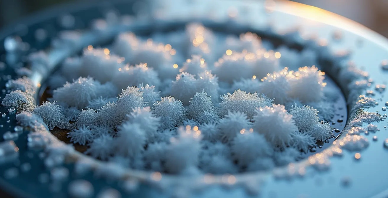 Vue macro de compteur électrique intelligent en hiver