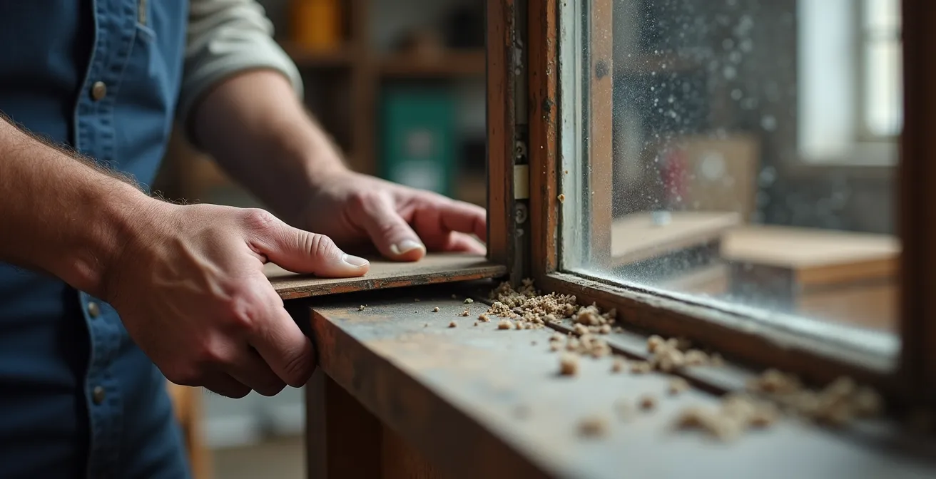 Inspection détaillée d'une fenêtre de réemploi montrant les points de vérification critiques