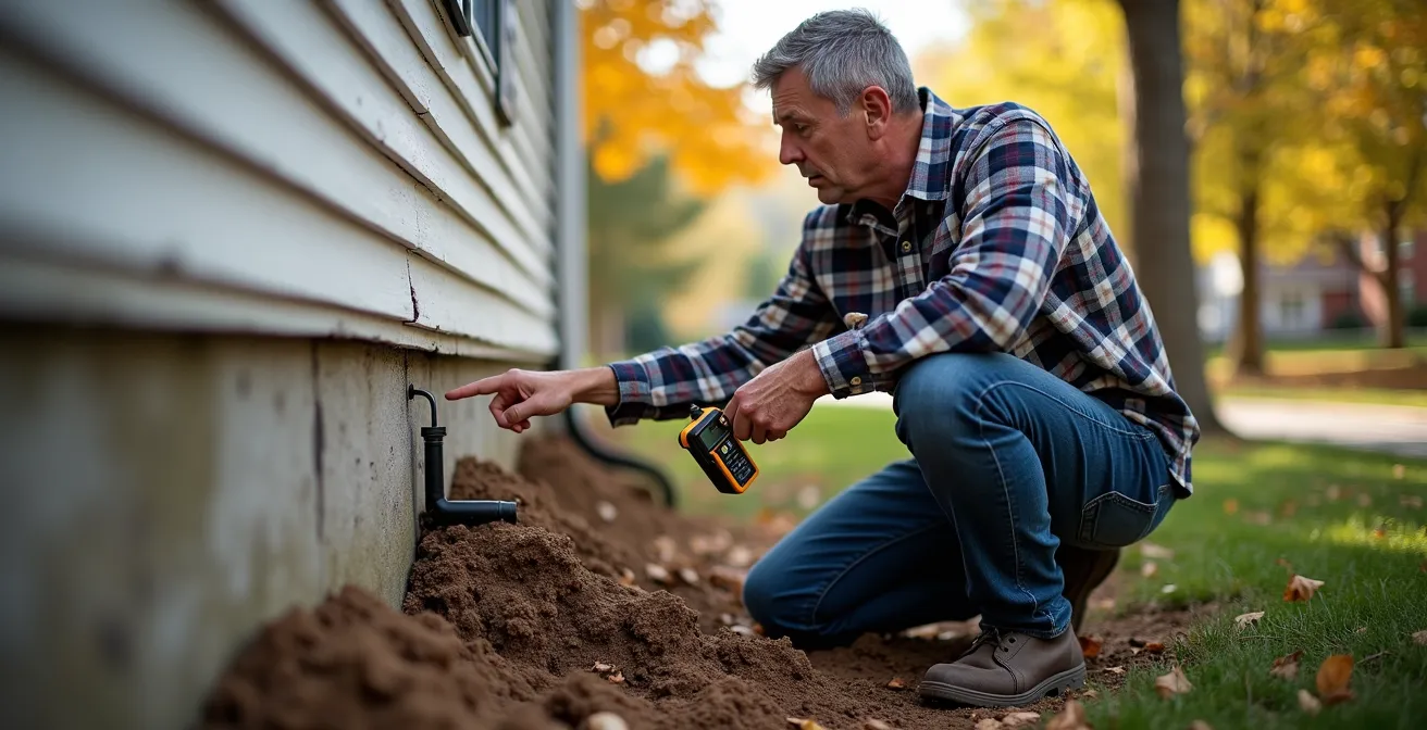 Sol argileux fissuré montrant le phénomène de retrait-gonflement près d'une fondation