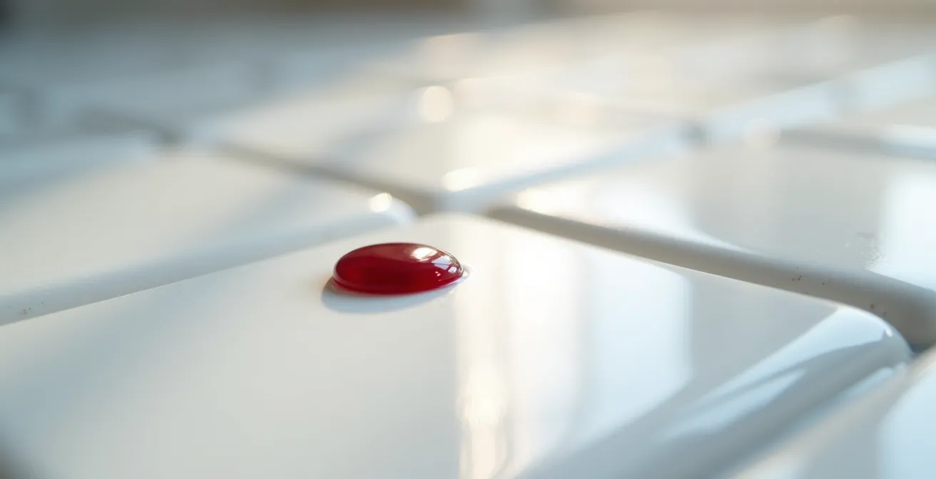 Vue macro détaillée de joints de coulis époxy blanc entre carreaux de céramique, montrant la texture lisse et imperméable du matériau.
